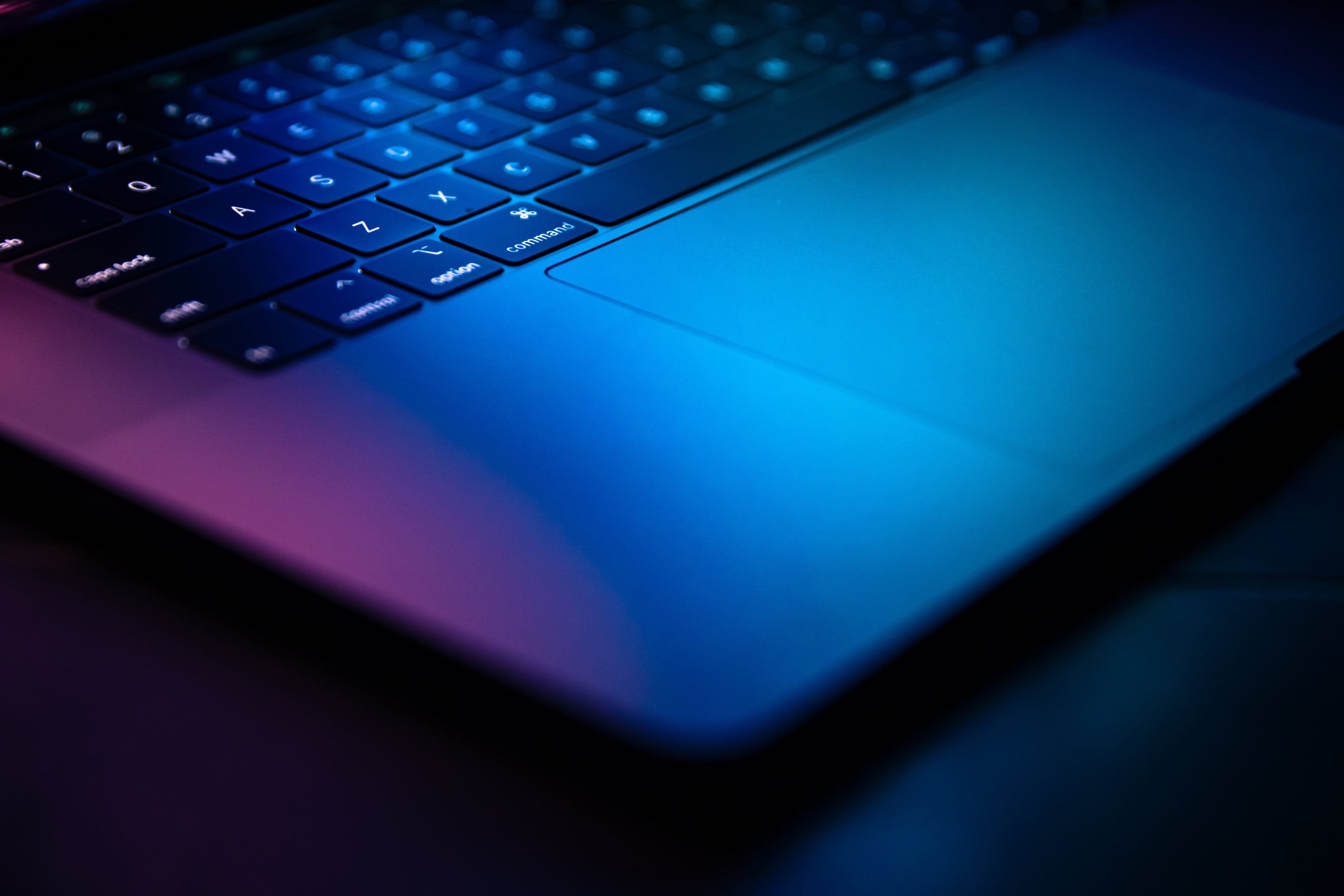 Brightly lit laptop computer keyboard. Photo by Matthew Henry on Burst